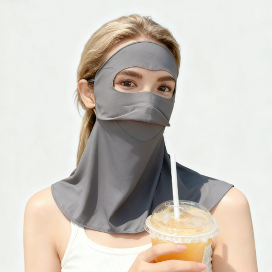 UV-Proof Facekini with Water-Drinking Opening – Ice Silk, Neck Protection & Breathable Design